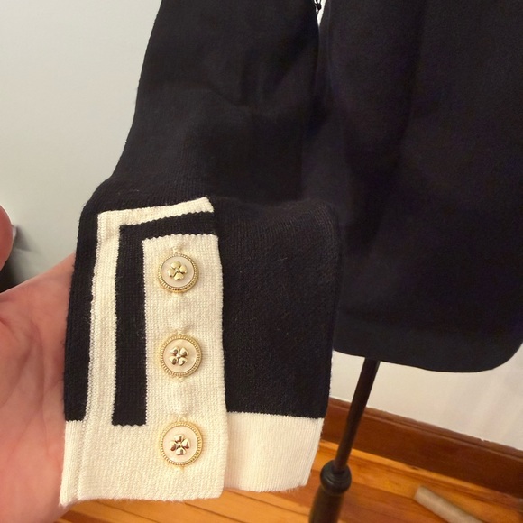 Adrienne Vittadini Black Cardigan with Cream Accents - Picture 3 of 8